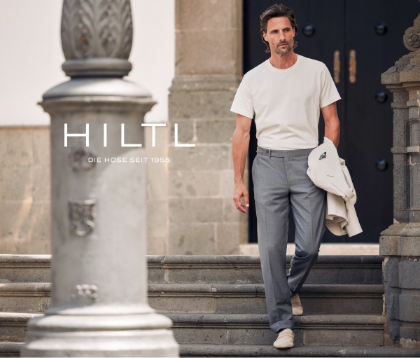 HILTL – немецкий бренд премиальных мужских брюк с более чем 70-летней историей. Эксперт в производстве мужских брюк. Филигранная посадка, премиальные ткани и высокая износостойкость