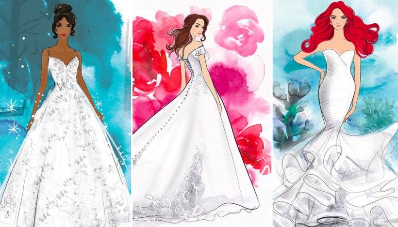 Вектор рисованной книжки-раскраски для свадебных платьев | Премиум векторы